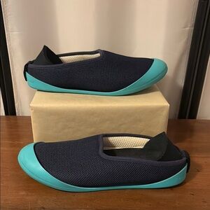 Mahabis Navy and Teal Summer Slip-Ons
